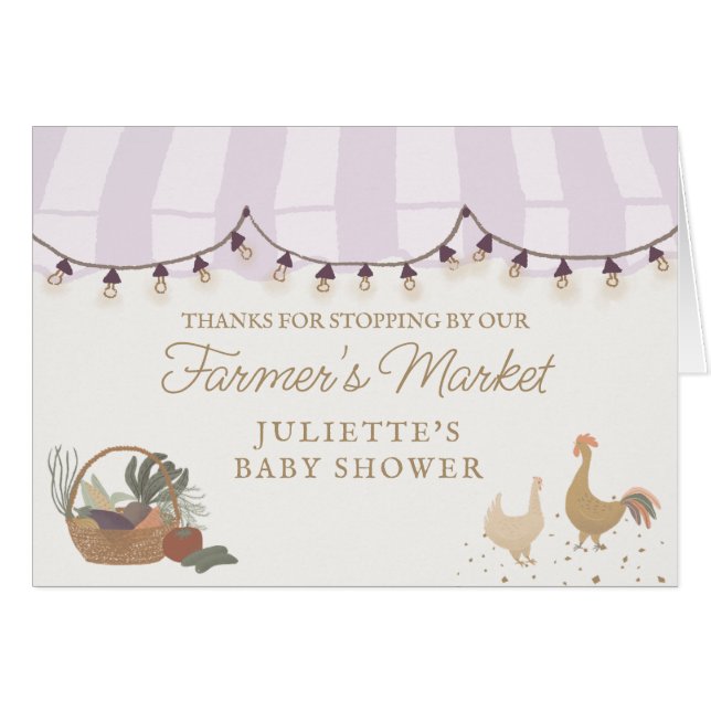 Pink Farmers Market Farm Fresh Thank You Card (Front Horizontal)