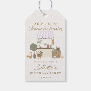 Pink Farmers Market Locally Grow Birthday Favour Gift Tags