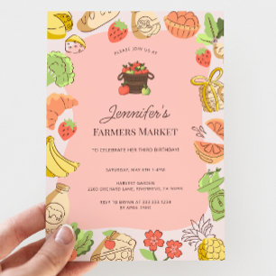 Pink Farmers Market Organic Farm Fresh Birthday Invitation