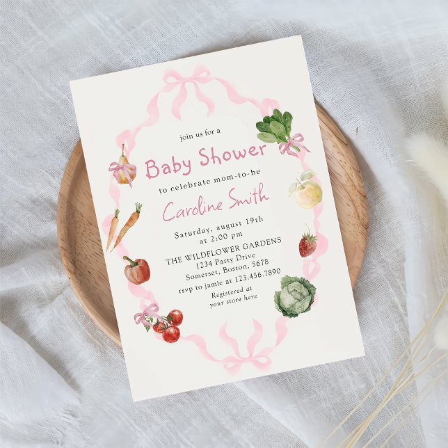 Pink Farmers Market Vegetable Baby Shower Invitation (Creator Uploaded)