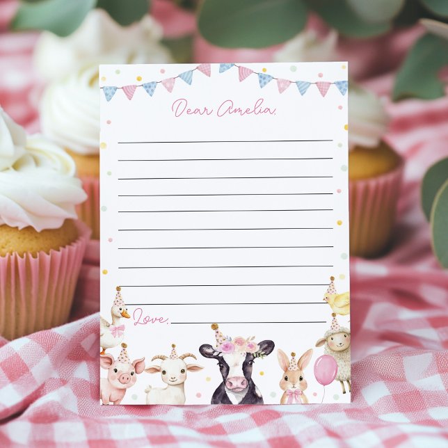 Pink Farmyard Time Capsule Note Message Card (Creator Uploaded)