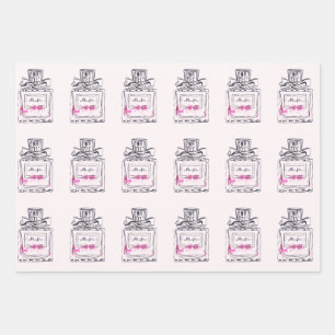 Pink fashion perfume bottle watercolor cute wrapping paper sheet