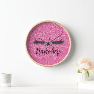 pink,fashion Stylist, Salon make up Large Clock
