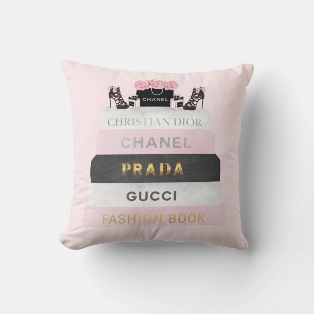 Pink Fashion Throw Pillow (Front)