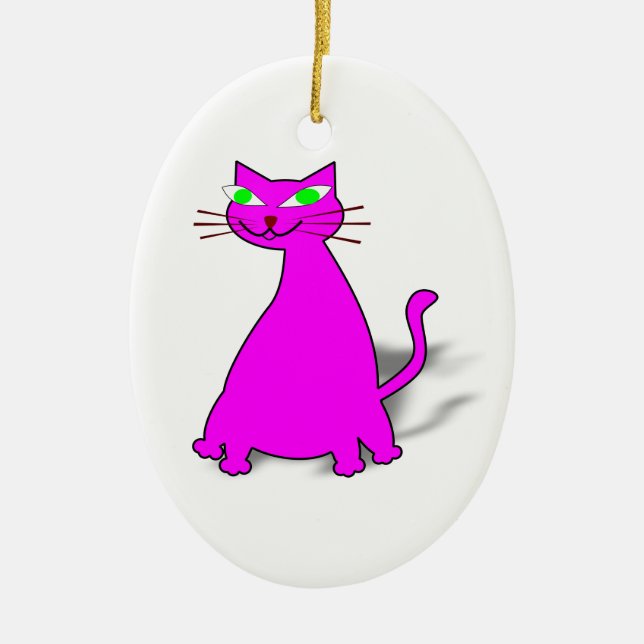 Pink Fat Cat Ceramic Ornament (Front)