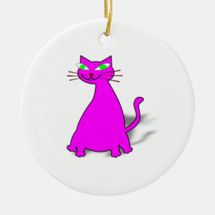Pink Fat Cat Ceramic Tree Decoration