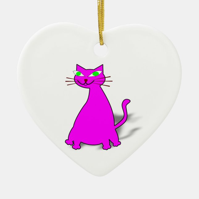 Pink Fat Cat Ceramic Tree Decoration (Front)