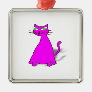 Pink Fat Cat Metal Tree Decoration