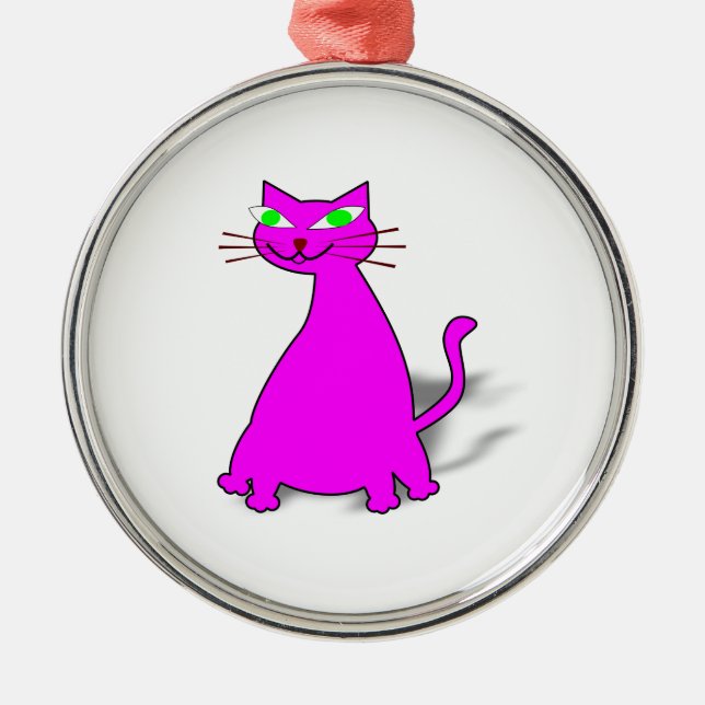 Pink Fat Cat Metal Tree Decoration (Front)