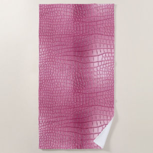Pink Faux Alligator Animal Print Beach Towel