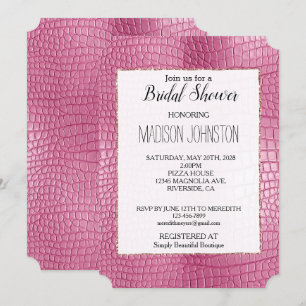 Pink Faux Alligator Animal Print Invitation
