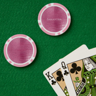 Pink Faux Alligator Animal Print Poker Chips