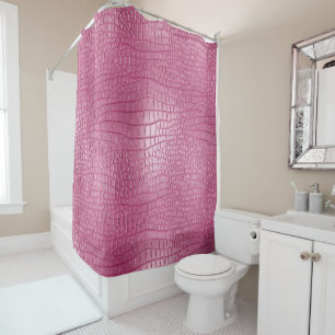 Pink Faux Alligator Animal Print Shower Curtain