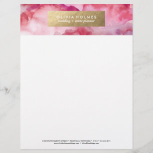 Pink Faux Foil Watercolor Letterhead
