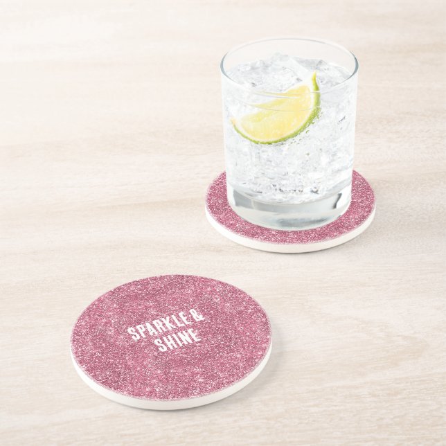 Pink Faux Glitter Coaster (Side)