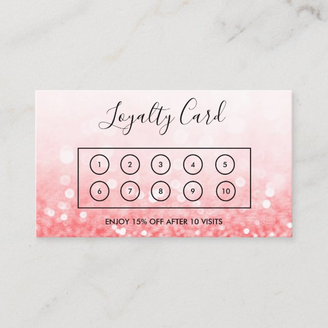 Pink Faux Glitter Custom Loyalty Card (Front)