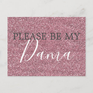 Pink Faux Glitter Dama Quinceanera Proposal Invitation Postcard