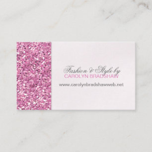 Pink Faux Glitter Glam Business Card