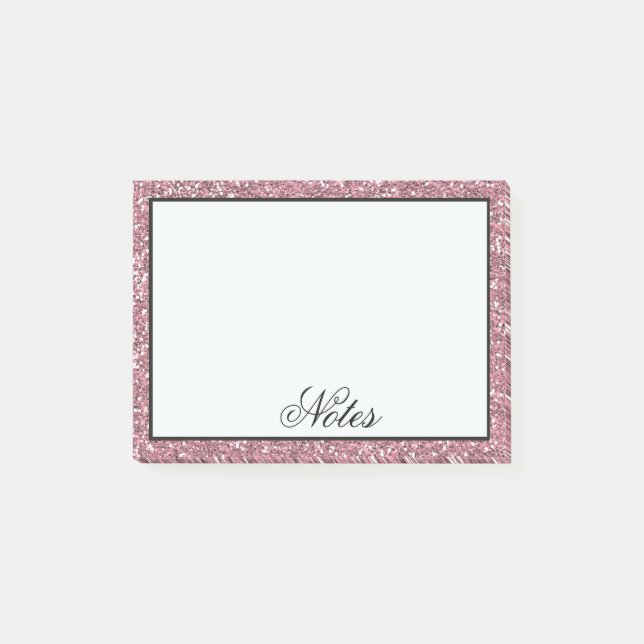 Pink Faux Glitter Post-it Notes (Front)