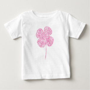Pink Faux Glitter Shamrock Baby T-Shirt