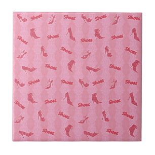 Pink Faux Glitter Shoe Pattern Tile