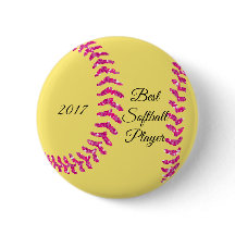 Pink Faux Glitter Softball Stitches