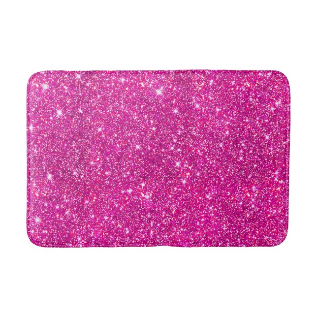 Pink Faux Glitter Sparkle Pattern Girly Bath Mat (Front)