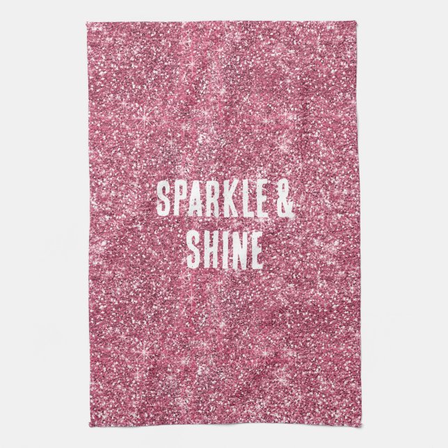 Pink Faux Glitter Tea Towel (Vertical)