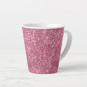 Pink Faux Glittery Stripes Latte Mug