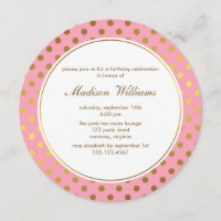 Pink Faux Gold Foil Polka Dots Pattern