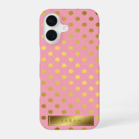 Pink Faux Gold Foil Polka Dots Pattern