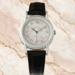 Pink Faux Marble Watch for Women - With Flower<br><div class="desc">Custom Pink Marble Watch for Women – Personalised Name Dial – Silver Roman Numerals – Elegant Floral Gift. A Personalised Timepiece of Grace – Elegant Pink Marble Watch for Women Celebrate soft femininity and personal meaning with this Custom Women’s Wristwatch—featuring a delicate pink marble dial, a graceful line-art flower, and...</div>