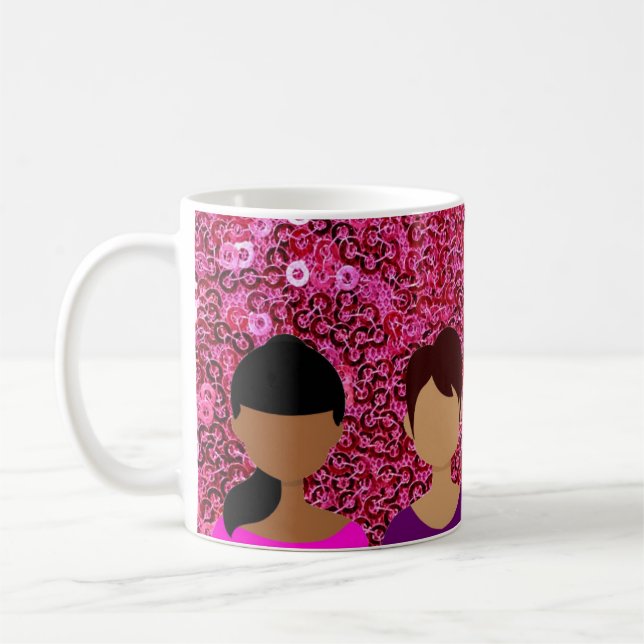 Pink Faux Sequins Friends Coffee Mug (Left)