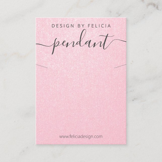 Pink FAUX Shimmer Necklace Pendant Display Business Card (Front)
