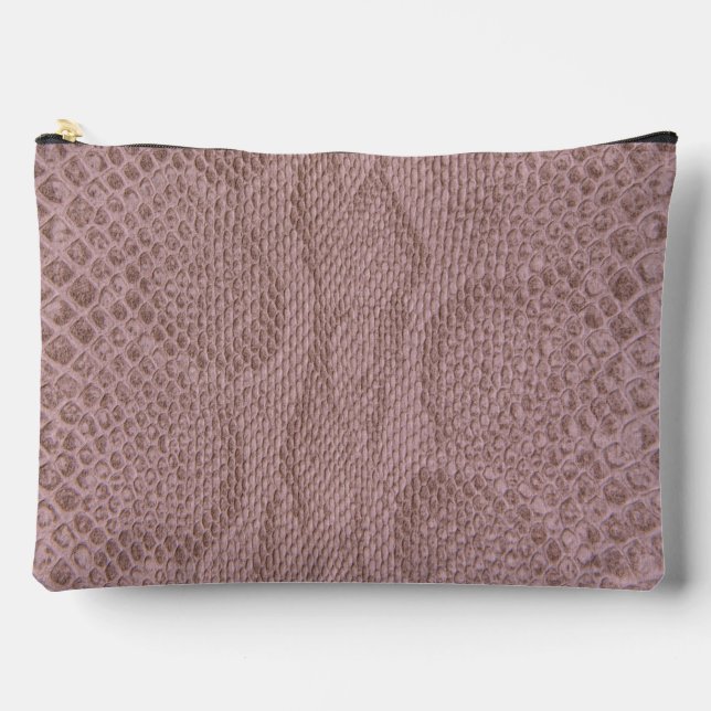 Pink faux snakeskin pattern accessory pouch (Front)