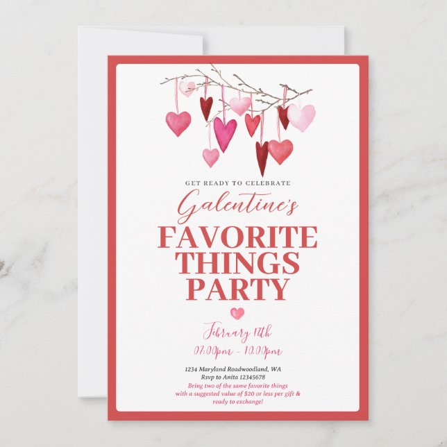 Pink Favourite Thing Valentine’s Galentine’s Party Invitation (Front)