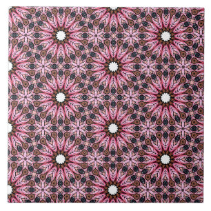 Pink Feather Boho Ceramic Tile