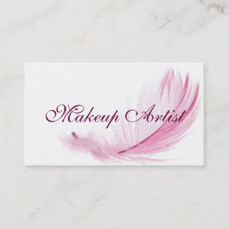 Pink Feather Makeup Artist Business Card