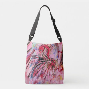 Pink feathers crossbody bag