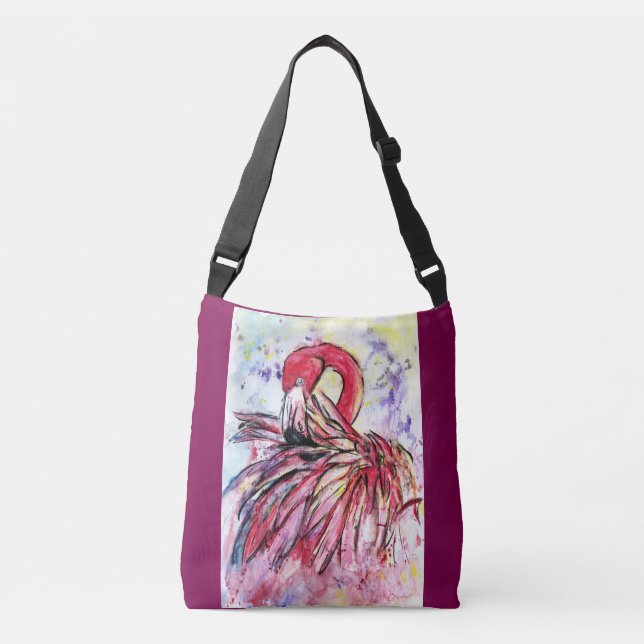 Pink feathers crossbody bag (Front)