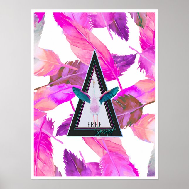 Pink Feathers Free Spirited Flamingo Art poster (Front)