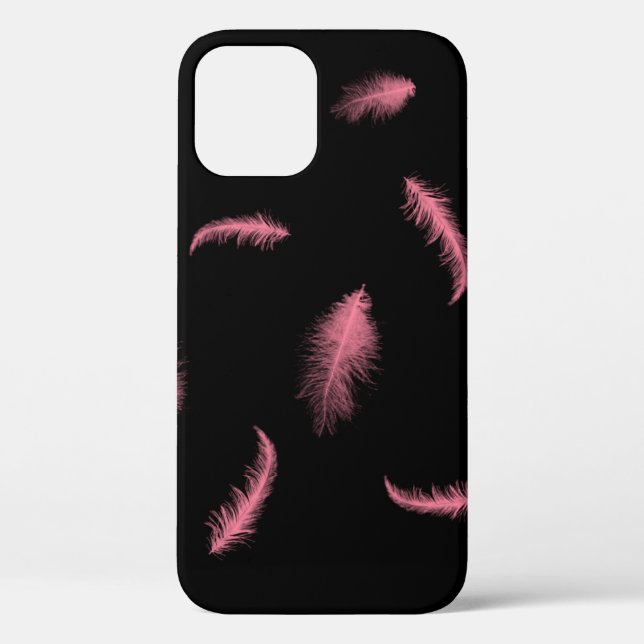 Pink Feathers On Black Case-Mate iPhone Case (Back)