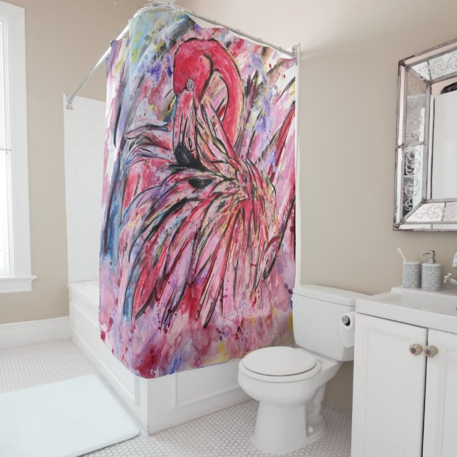 Pink feathers shower curtain (In Situ)