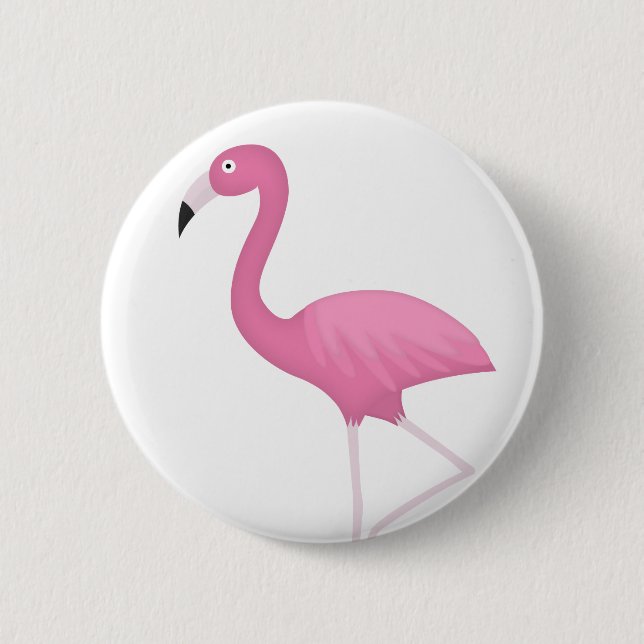 pink feathery flamingo 6 cm round badge (Front)