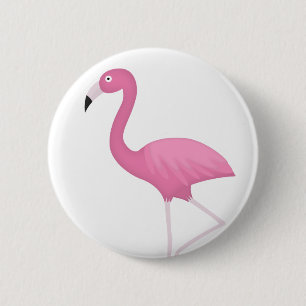 pink feathery flamingo 6 cm round badge