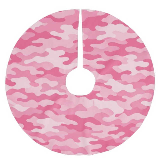 Pink Feminine Camo Pattern Brushed Polyester Tree Skirt (Front)