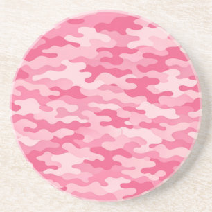 Pink Feminine Camo Pattern Coaster