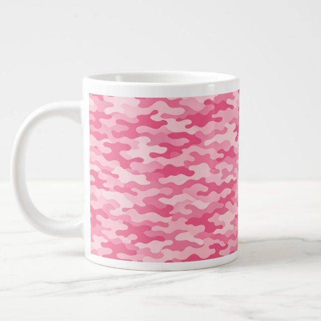 Pink Feminine Camo Pattern Large Coffee Mug (Left)