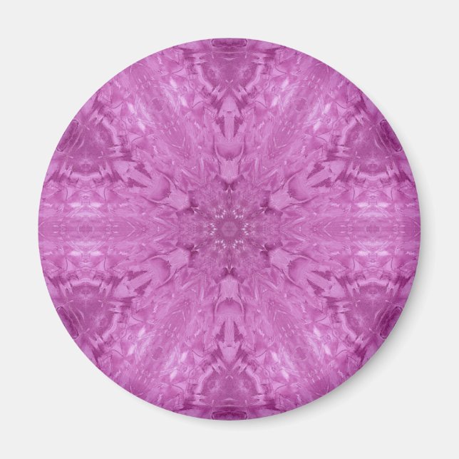 Pink Feminine Lace Kaleidoscope Snowflake Magnet (Front)
