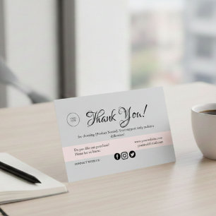 Pink Feminine Loyalty & Thank You Card for Small